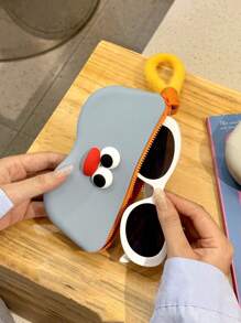 Cartoon Cute Portable Silicone Glasses Bag Color Contrasting Sunglasses Sunglasses Protective Cover Hanging Bag Glasses Box Storage Bag Organizer Organization