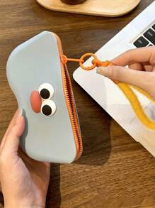 Cartoon Cute Portable Silicone Glasses Bag Color Contrasting Sunglasses Sunglasses Protective Cover Hanging Bag Glasses Box Storage Bag Organizer Organization