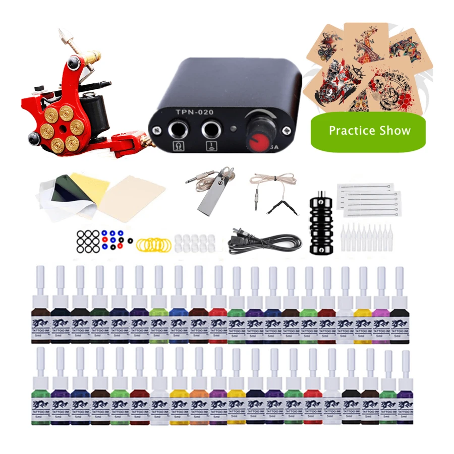 Tattoo Kit Complete Set 1 Machines Gun 40 Colors Ink Power Supplies