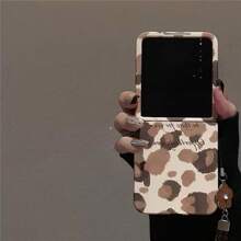 Brown Leopard Print Phone Case Compatible With Huawei Pocket2/S, Mixflip, Compatible With Samsung Galaxy Zflip6/5/4, P50Pocket, Matte Hard Full Coverage, Suitable For Women
