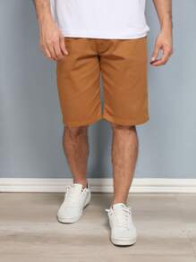 Men's Slim Twill Bermuda Shorts With Lycra - Óxido marrón - Ver 2