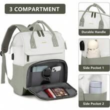 Women Laptop Backpack Work Bag - Fits 15.6 Inch With Laptop Compartment Waterproof Professional Fashion Travel Purse For College Nurse Business Computer Backpack - Mint Green - View 4