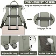 Women Laptop Backpack Work Bag - Fits 15.6 Inch With Laptop Compartment Waterproof Professional Fashion Travel Purse For College Nurse Business Computer Backpack - Mint Green - View 7