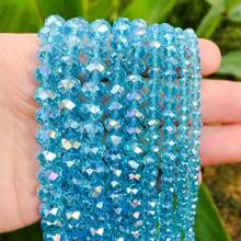Hạt pha lê nhân tạo AB màu xanh hồ 4/6/8/10mm, tự làm cho vòng tay, hoa tai, vòng cổ, đồ dùng làm đồ trang sức - hồ xanh ab - Xem 13