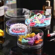 1 pieza Caja de joyas giratoria transparente multicapa aleatoria, almacenamiento a prueba de polvo para pendientes, collares y pulseras