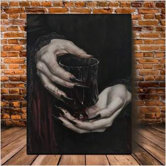 1pc,Dark Gothic Vampire Painting Canvas Wall Art - Gothic Home Decor For Halloween, Wedding, Anniversary - With Rich Colors And Mysterious Atmosphere Unframed