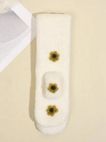 1pc Kids Floral Fleece Neck Warmer, Outdoor Cold-Proof Scarf For Winter