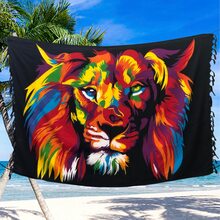 Giant Colorful Printed Sarong Scarf Beach Cover-Up Polyester - 03 - 查看 5