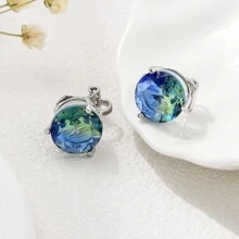 锆石耳夹耳环，多色非穿孔个性化趣味精致节日派对配饰，独特时尚女士日常珠宝 - 彩色 - 查看 12