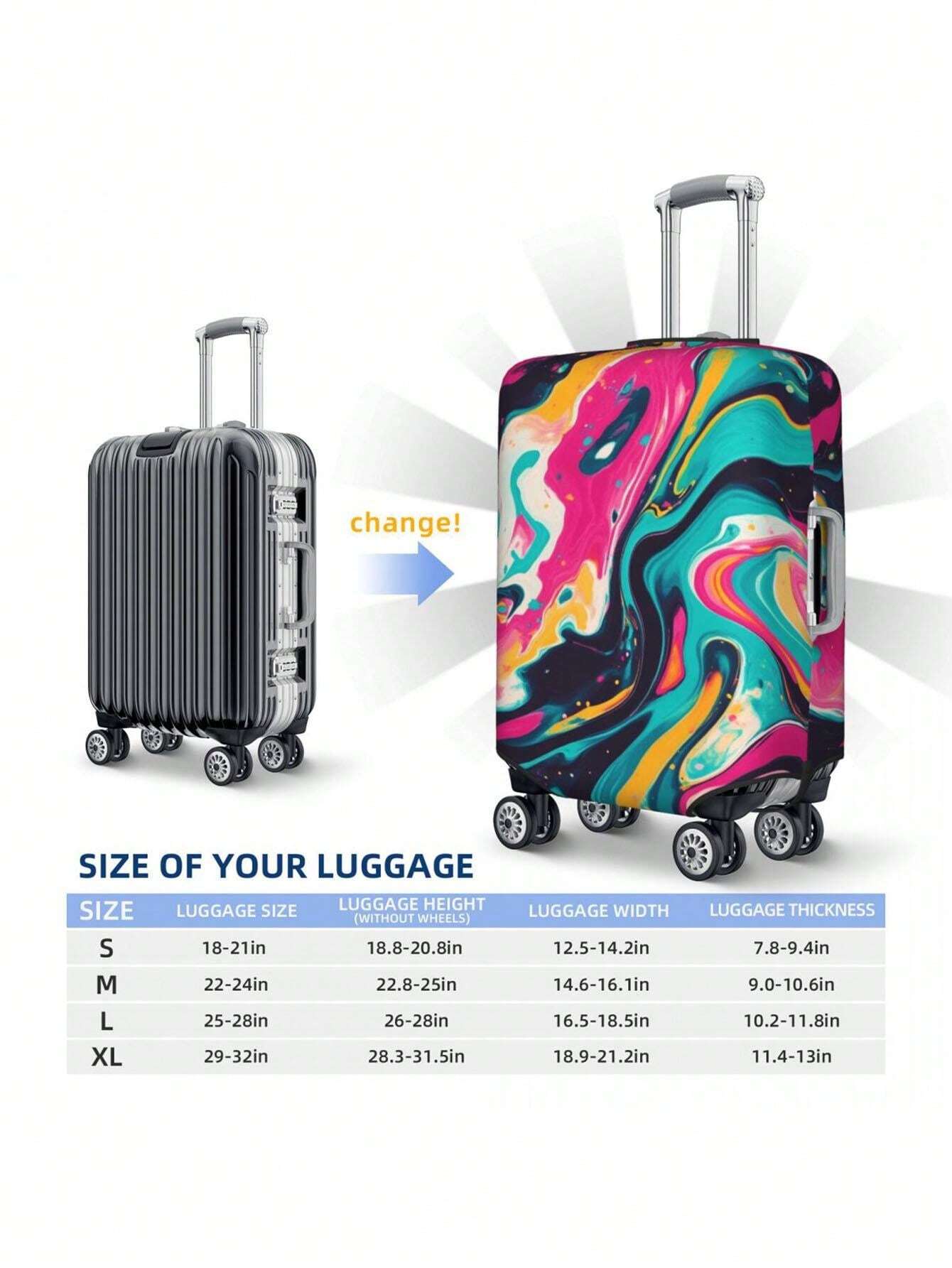 Custom Photo Luggage Cover & Tag, Personalize Pet Photo Logo Suitcase