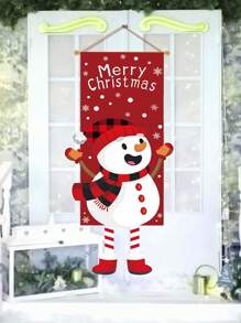 圣诞主题吊旗，复古乡村风格雪人装饰，49x110cm，适用于圣诞节门框、花园、客厅装饰，涤纶材质（注意：本产品不附带棍棒和绳索） - 彩色 - 查看 5