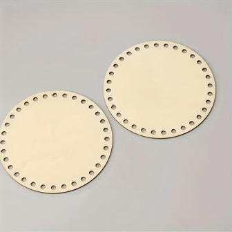 5 st oavslutade virkade korgbottnar i trä - runda tomma konstbrädor, lämpliga för DIY stickning och hantverksprojekt