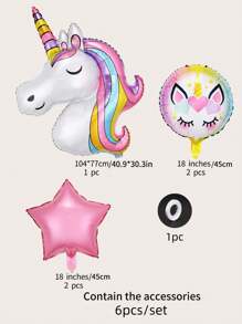 kumozawa 5 件独角兽气球套装（不含吸管） - 彩色 - 查看 5
