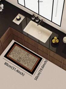 1pc Black Edged Brown Frame Plaid Pattern Kitchen Mat, Silica Gel Cushion Anti-Fatigue Floor Carpet, Absorbent Kitchen Rug And Mat, Simple Silica Gel Soft Rubber Floor Mat For Kitchen, Bathroom, Entryway, Laundry Room - Mocha Brown - View 18
