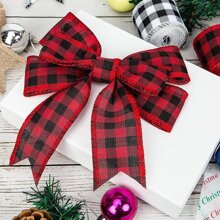 1 cái Rộng 5cm Ruy băng thủ công Ruy băng giả Dây Ruy băng viền vải lanh Trang trí Giáng sinh Ruy băng kẻ sọc bông tuyết màu đỏ và xanh lá cây - Đen + Trắng - Xem 12