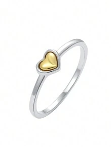 1 chiếc nhẫn trái tim lãng mạn bằng bạc Sterling S925, nhẫn hình trái tim đơn giản độc đáo, quà tặng - yêu - Xem 3