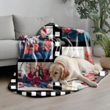 1-Pack, Custom Christmas Ambiance Flannel Blanket, Custom Couple And Family Photos, Personal Art Photos Or Custom Pet Photos And Text Are Perfect Gifts For Father's Day, Mother's Day Or Pet Lovers - Customized Pattern 02 - View 4