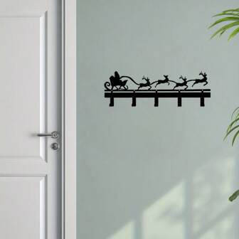 1-Pack Metal Christmas Creative Silhouette Key Hook - Multi-Purpose For Home Use, Can Store Clothes, Bags, Keys - Decorative Hook For Christmas,