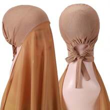1 pièce Hijabs prêts à porter instantané, foulard à capuche en mousseline de soie de couleur unie pratique pour femmes, accessoires de abaya à porter quotidiennement sous un bonnet voilé