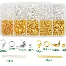 480 pièces Kit de pinces à homard, pinces à becs, anneaux de homard, anneaux de saut et fermoirs - perles de positionnement de chaîne à queue. Kit de bijoux pour la fabrication de bijoux faits main, colliers, bracelets, boucles d'oreilles, réparation de colliers