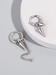 Pendientes colgantes de estrella para hombre a la moda y populares, estilo Punk Hip Pop de acero inoxidable para regalo de joyería y para un aspecto elegante - Plateado - Ver 5