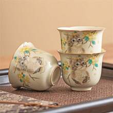 1 pieza Taza de té de cerámica de gatito al horno Ru, taza de porcelana Ru agrietada al azar, taza de propietario, juego de té de estilo chino kung fu, taza de té pequeña, decoración del hogar