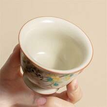 1 pieza Taza de té de cerámica de gatito al horno Ru, taza de porcelana Ru agrietada al azar, taza de propietario, juego de té de estilo chino kung fu, taza de té pequeña, decoración del hogar
