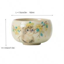 1 pieza Taza de té de cerámica de gatito al horno Ru, taza de porcelana Ru agrietada al azar, taza de propietario, juego de té de estilo chino kung fu, taza de té pequeña, decoración del hogar