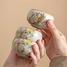 1 pieza Taza de té de cerámica de gatito al horno Ru, taza de porcelana Ru agrietada al azar, taza de propietario, juego de té de estilo chino kung fu, taza de té pequeña, decoración del hogar