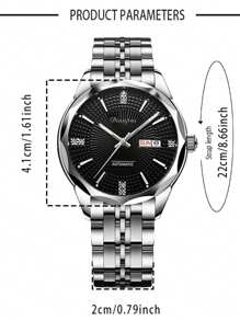 Dianpai Luxury Men's Business Fully Automatic Mechanical Watch, Simple Night Light Durable Stainless Steel Strap Men's Sports Watch - Gift Selection