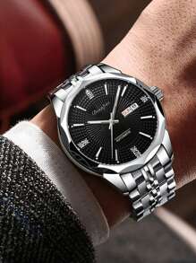 Dianpai Luxury Men's Business Fully Automatic Mechanical Watch, Simple Night Light Durable Stainless Steel Strap Men's Sports Watch - Gift Selection