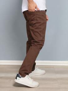 Estone Men's Skinny Jeans With Elastane - 咖啡棕 - 查看 3
