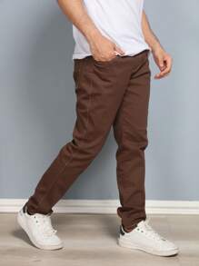 Estone Men's Skinny Jeans With Elastane - 咖啡棕 - 查看 2