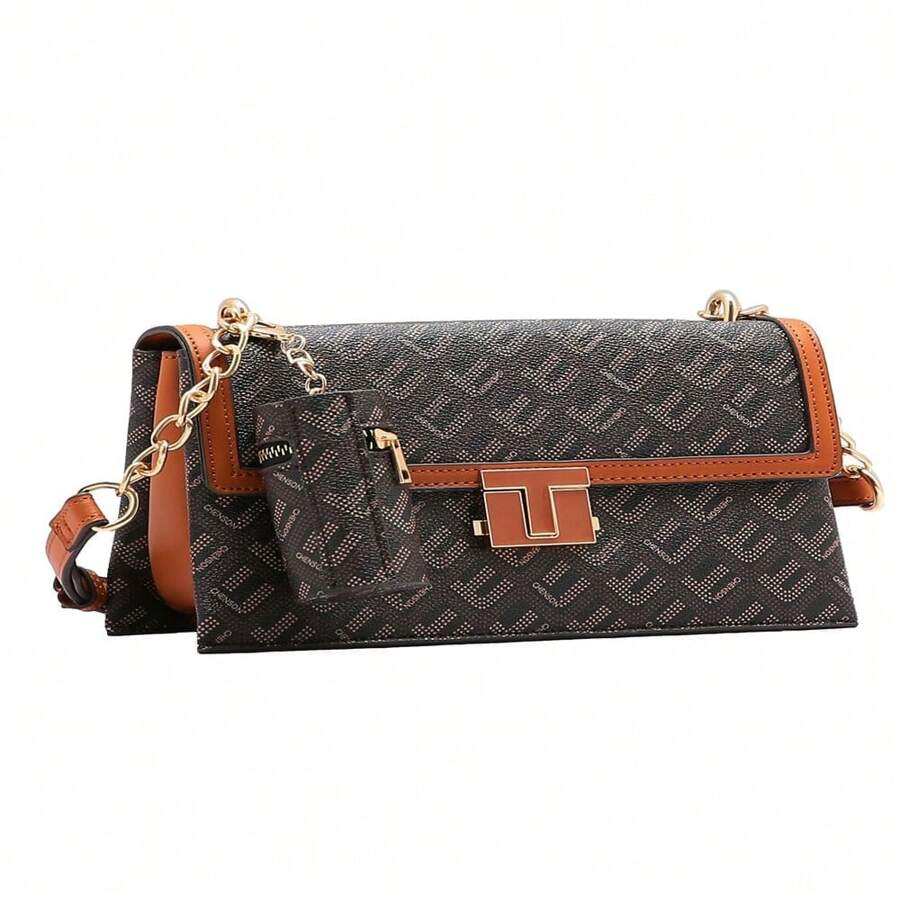 Original Chenson Women's Dotted Chained Crossbody Bag - 咖啡棕 - 查看 1