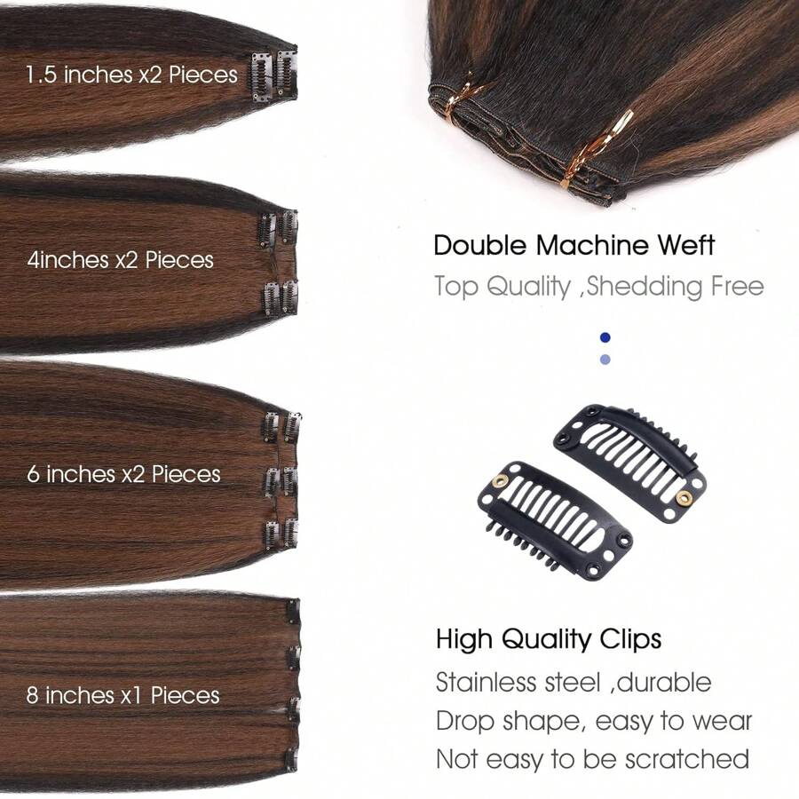 7 Pcs/Lot 14/18/22 Inch Kinky Straight Clip In Hair Extensions For