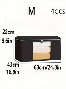 Bolsa de almacenamiento de gran capacidad, 1/4 piezas, plegable, con costura, a prueba de polvo, con asa, bolsa de almacenamiento de gran capacidad minimalista, bolsa de armario portátil con cremallera para ropa y ropa de cama, caja de almacenamiento a prueba de polvo para ropa y decoración de miscelánea, decoración de festival, decoración de habitación, decoración del hogar, decoración de dormitorio, organizador, almacenamiento del hogar, camiseta blanca de mujer, pantalones negros de mujer, ropa de invierno para dama, vestido