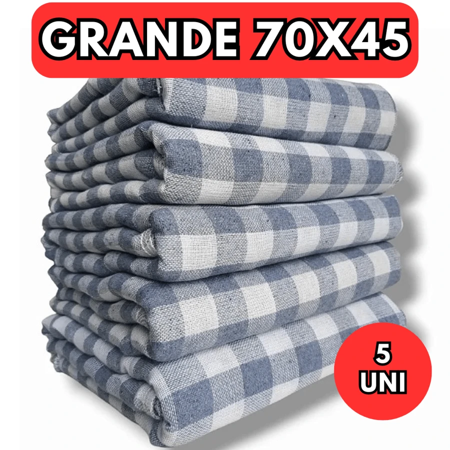 Large Plaid Floor Cloth Large Size 70x45 Cleaning Cloth Double Bag 5 Units - 藍白色 - 查看 1