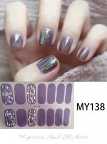 9 Sheet Glitter Full Wrap Nail Polish Stickers, Butterfly Flower Nail Strips Self-Adhesive Gel Nail Strips,Nail Art Decals For Home Women Girls Nail Decoration + 9 Nail Files - Follow Your Heart - View 9