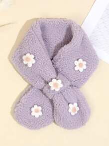 1pc Kids Floral Fleece Neck Warmer, Outdoor Cold-Proof Scarf For Winter
