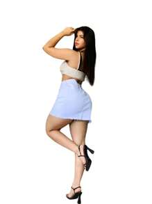 Saia Jeans Feminina Branca Com Desfiado Barra - Branco - Visão 4