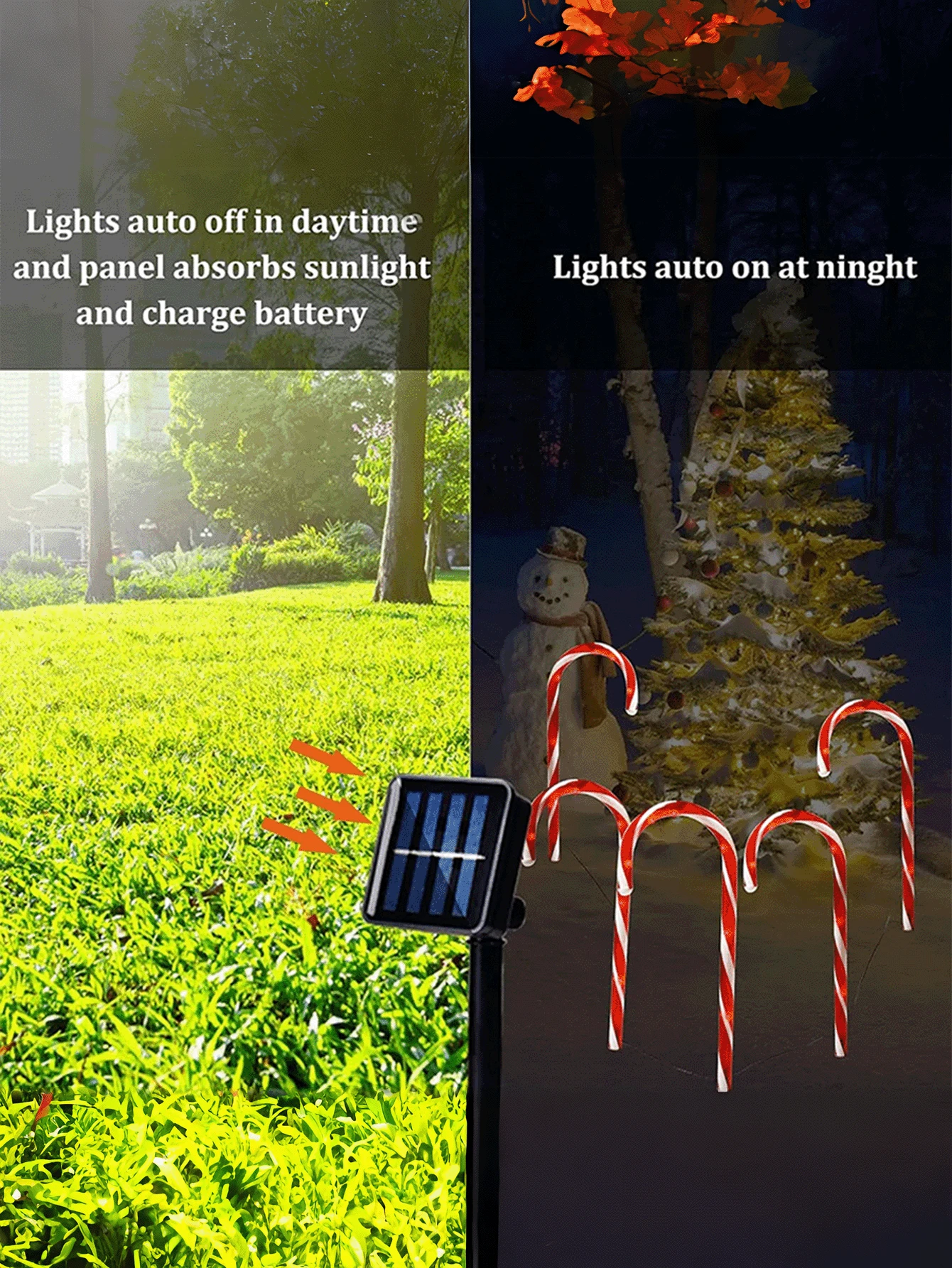 1/5/Pcs Solar Candy Cane Lights, LED Christmas Pathway Markers