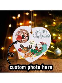 Customize Your Photo Greetings Exclusive Personalized Heart Shaped Ceramic Ornaments Custom Christmas Decorations With Photos And Names Perfect Holiday Gifts And Keepsakes To Enhance The Holiday Spirit And Create Precious Memories Birthday Graduation