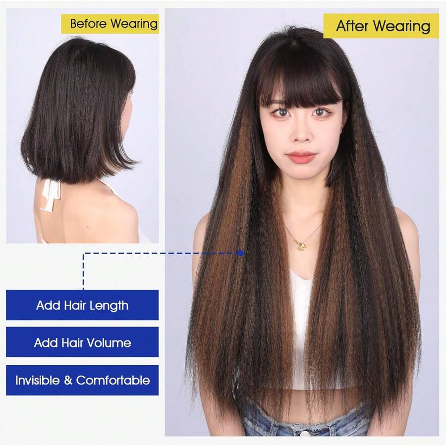 7 Pcs/Lot 14/18/22 Inch Kinky Straight Clip In Hair Extensions For