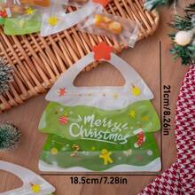 25 Stücke/Set wiederverwendbare versiegelte Weihnachtsgeschenktüten, Zufallsmuster, in Weihnachtsbaum-Form für Süßigkeiten mit Griffen, geeignet für Weihnachtsferien Partys, Süßigkeiten & kleine Geschenke Verpackung und Dekoration - Verschiedenfarbig - Übersicht 5