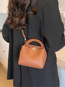 1 Stück Mini-Handtasche im Vintage-Stil für Lippenstifte, Umhängetasche für Frauen für Partys mit Metall-Dekor, tragbare einfarbige Tasche mit verstellbarem Riemen für Mädchen und Teenager, leichter Luxus Damen-Tasche, elegante Crossbody-Handtasche vielseitig für die Arbeit