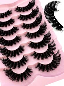 7Pairs DD Curl Fluffy False Eyelashes Look Thick Soft Wispy Long 8D Volume Faux Mink Lashes Thick Eyelash Extension Makeup - Black - View 2