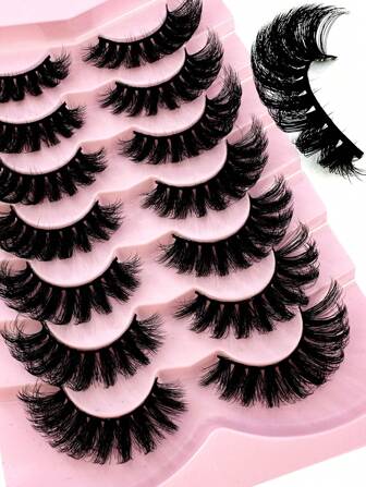 7 Paar DD Locken Flauschige Falsche Wimpern Sehen Dicke Weiche Verwischt Lang 8D Volumen Faux Nerz Wimpern Dicke Wimpernverlängerung Make-up