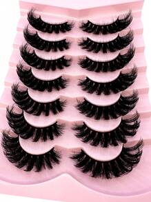 7Pairs DD Curl Fluffy False Eyelashes Look Thick Soft Wispy Long 8D Volume Faux Mink Lashes Thick Eyelash Extension Makeup - Black - View 4