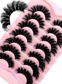 7Pairs DD Curl Fluffy False Eyelashes Look Thick Soft Wispy Long 8D Volume Faux Mink Lashes Thick Eyelash Extension Makeup - Black - View 3