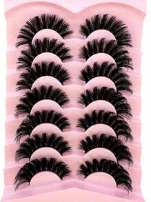 7Pairs DD Curl Fluffy False Eyelashes Look Thick Soft Wispy Long 8D Volume Faux Mink Lashes Thick Eyelash Extension Makeup - Black - View 6